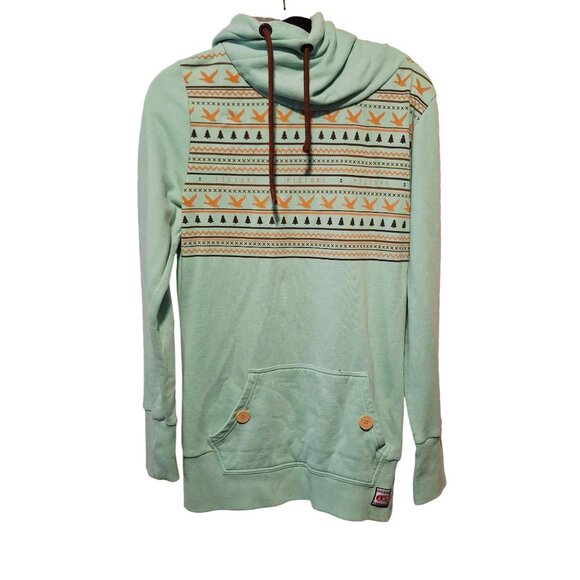 Picture Organic Clothing Mint Green Hoodie With Nordic-Inspired Pattern Drawstr - Picture 1 of 12